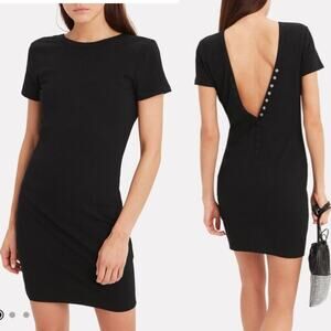 T by Alexander Wang Black Jersey Snap Button Mini Dress Small